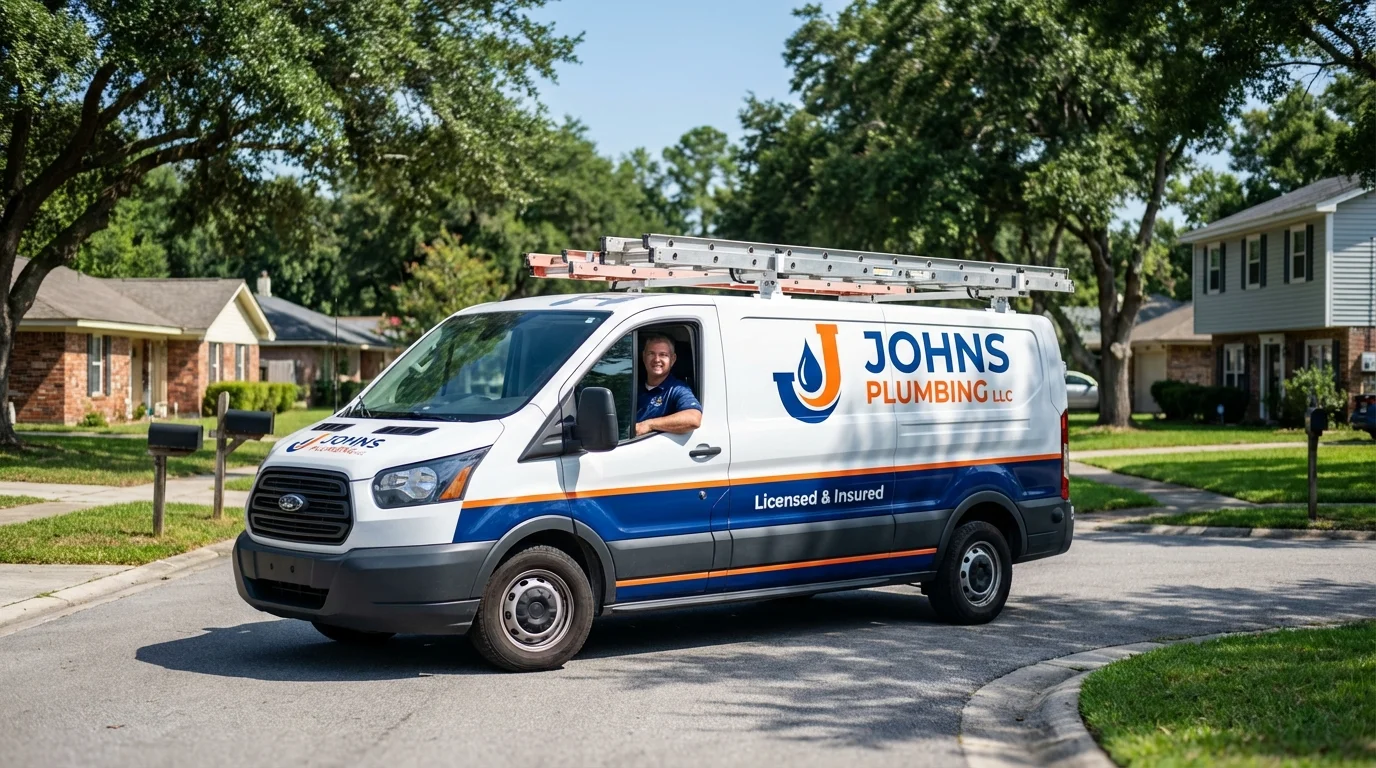 Johns Plumbing LLC service van in Frankfort, IN