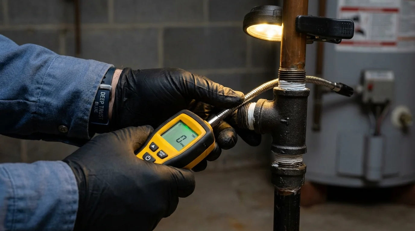 Gas leak detection with electronic sniffer by Johns Plumbing LLC in Frankfort